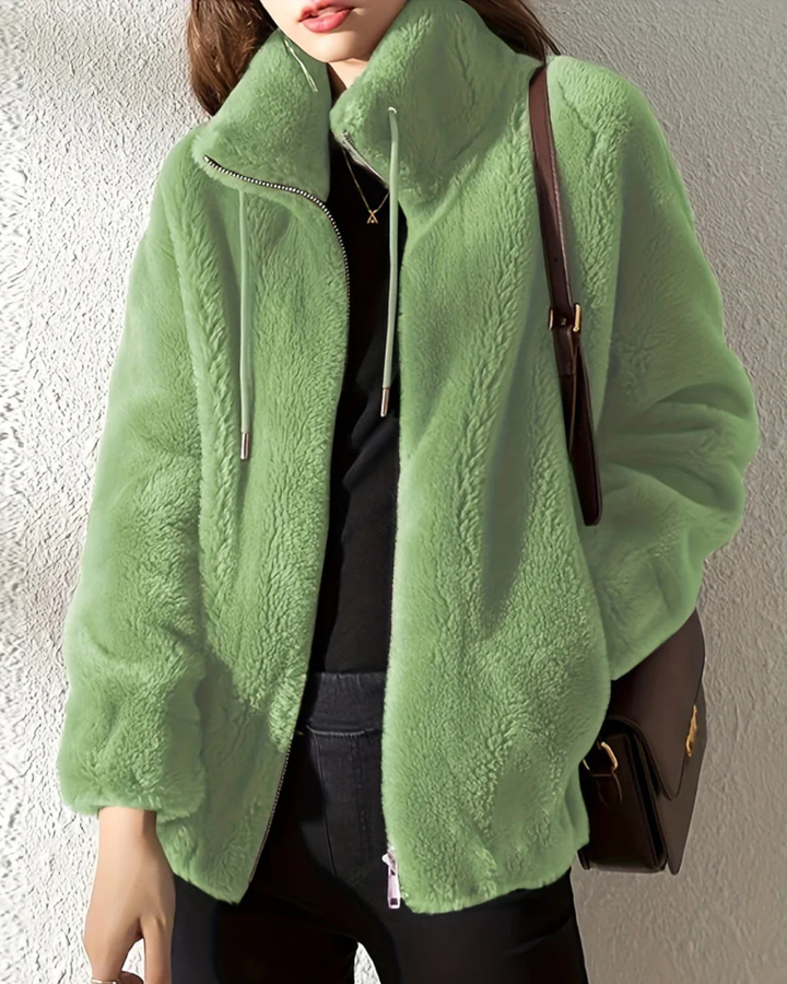 Rose Relaxed-Fit Avelora Cozy Zip Jacket | Effortless Warmth Meets Everyday Style