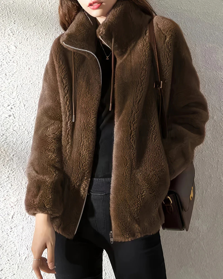 Rose Relaxed-Fit Avelora Cozy Zip Jacket | Effortless Warmth Meets Everyday Style