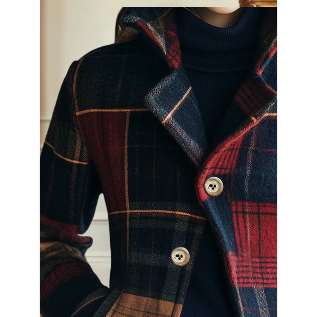 Rose Retro Fit Plaid Wool Jacket | Timeless Warmth with Refined Elegance