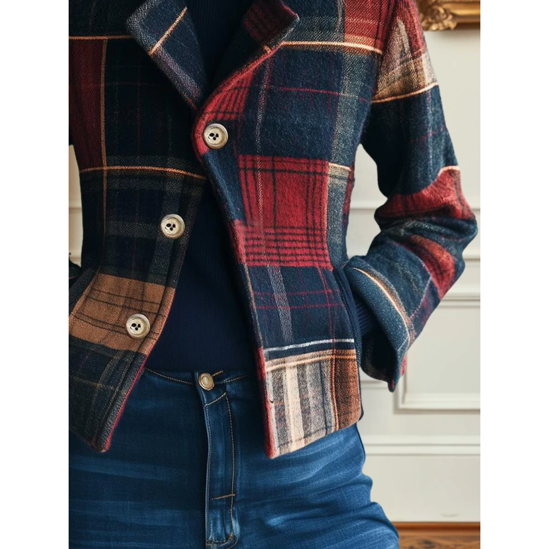 Rose Retro Fit Plaid Wool Jacket | Timeless Warmth with Refined Elegance