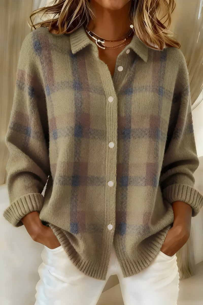 Tesa™ | Soft Checkered Knit Cardigan