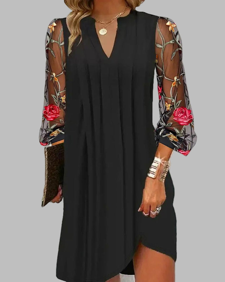 Julia – Embroidered Sleeve Midi Dress