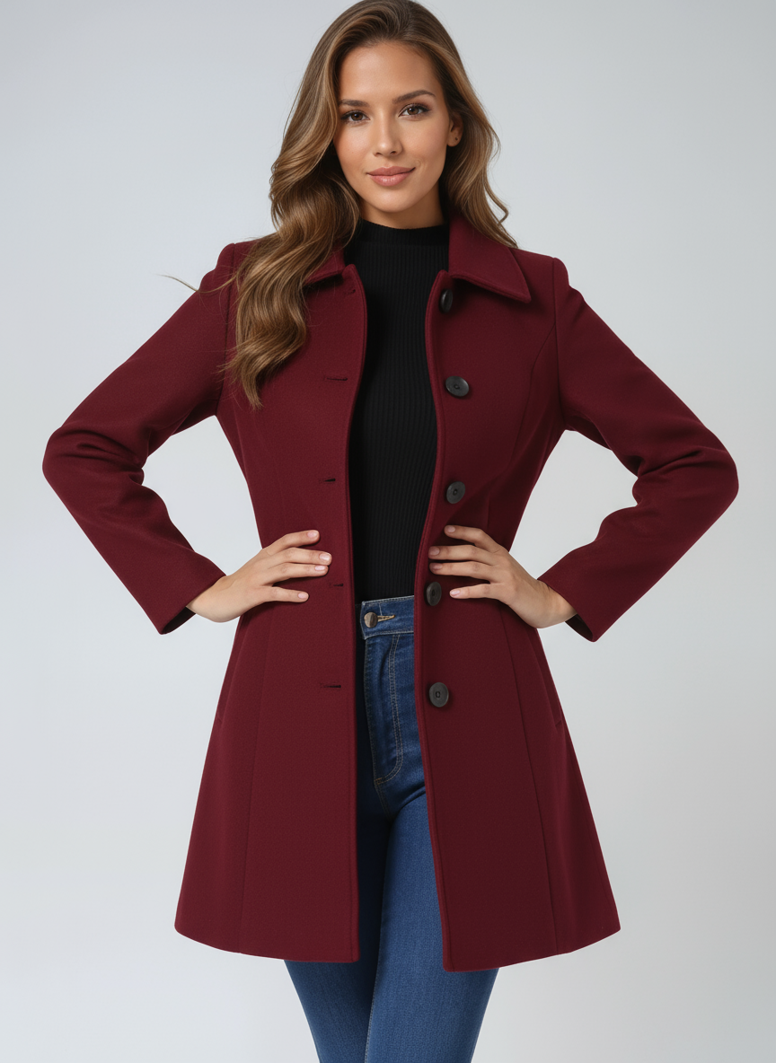 Rose Fit and Flare Button Jacket | Tailored Elegance with Effortless Movement